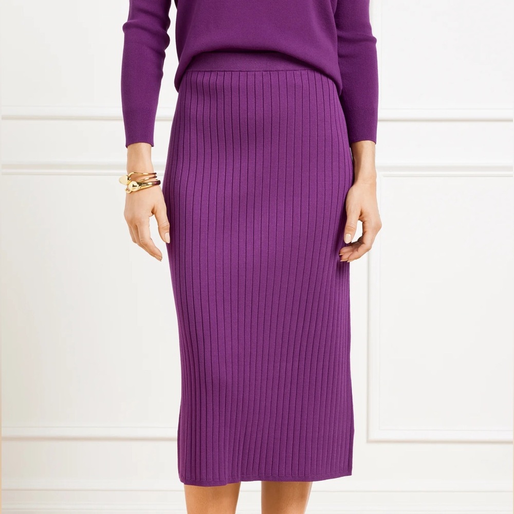 Talbots
Purple Ribbed Knit Midi Skirt Size Sp NWOT